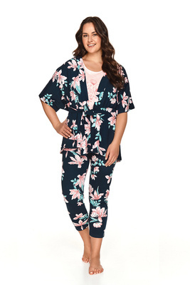 2715 Szlafrok damski wiązany w pasie Taro - granat