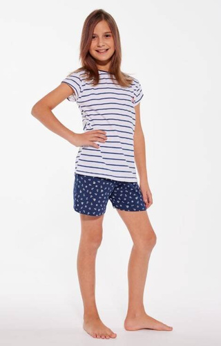 246/103 Marine Piżama dziewczęca Cornette biały-granatowy