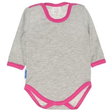 Body szare długi rękaw Martex różowa lamówka