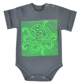 Bawełiane Body  krótki rękaw "JOŚMIORNICA" Koala- grafitowy