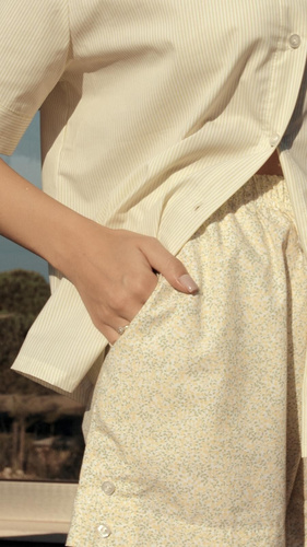 Piżama damska Sensis Ophelia limonkowa – letnia, 100% bawełna, guziki