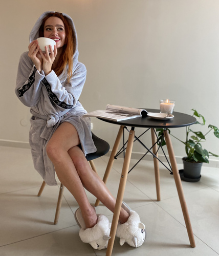 626 Abigail Krótki Szlafrok damski Forex - jasny szary