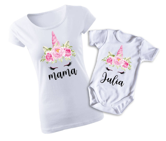 "JEDNOROŻEC" Moocha Komplet dla mamy i córki koszulka + body
