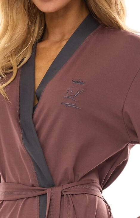 2505 Szlafrok Damski długi L&L - śliwka