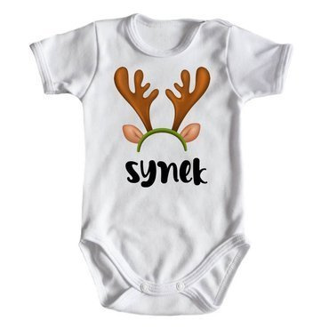 "Synek" Moocha Body świąteczne krótki rękaw do zestawu MAMA TATA SYN biały