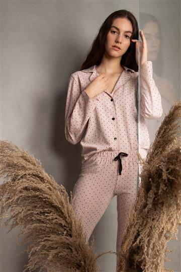 Eveline piżama damska rozpinana Momenti Per Me powder pink