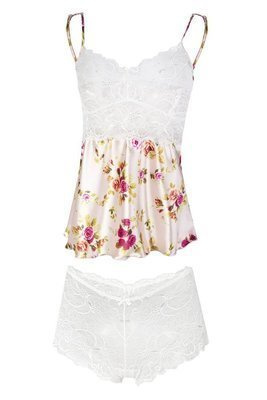 Flowers Komplet piżama damska DKaren DK-KA 004 ecru