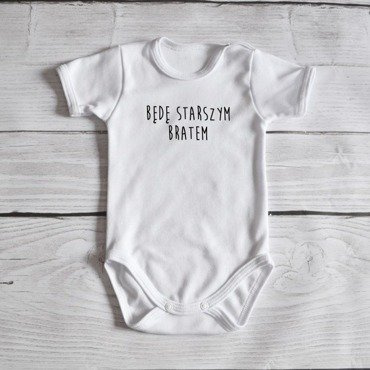 Body krótki rękaw "Będę starszym bratem " Moocha białe