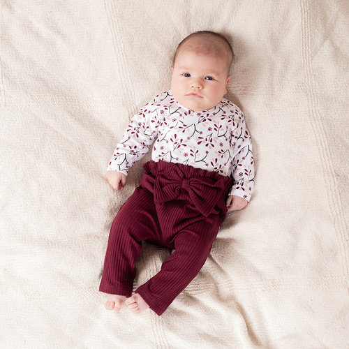 217016 Alisa Spodnie bawełniane Nicol prążek z kokardką