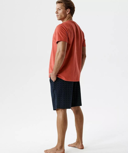 Piżama męska Atlantic NMP-400 czerwona 100% bawełna – letnia wygoda