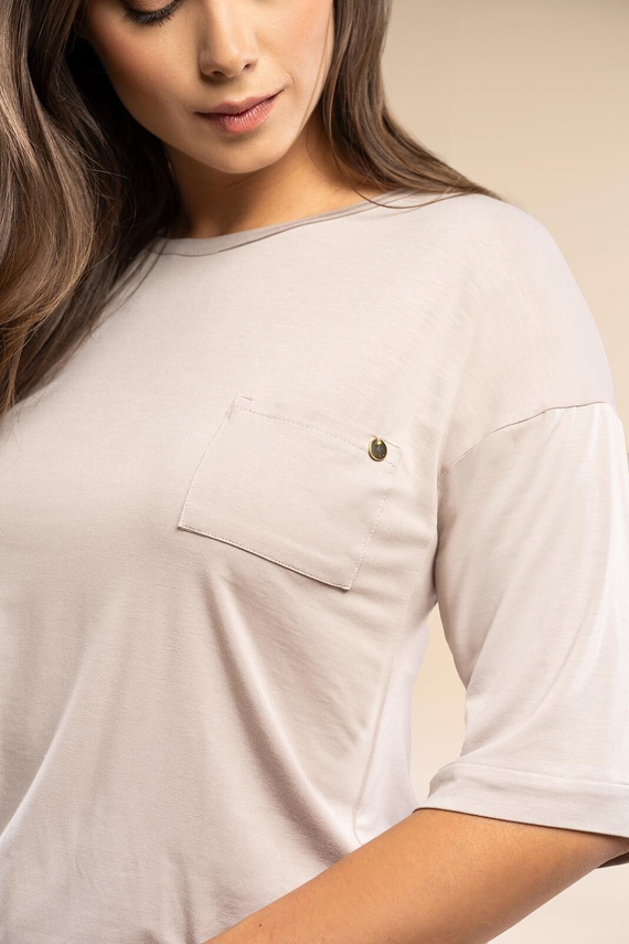 Piżama damska MK34 Only You beżowa Belle Reverie – wiskoza, krótki rękaw, lekka i zmysłowa