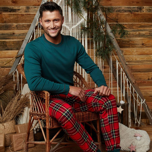 Narwik Piżama Męska długi rękaw, długie spodnie Italian Fashion-  zielony/druk