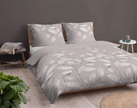 4957A Pościel bawełniana liście Detexpol - beżowy