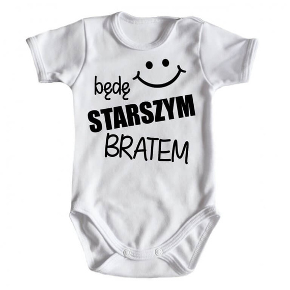 "Będę STARSZYM bratem v2" Moocha body krótki rękaw czarny