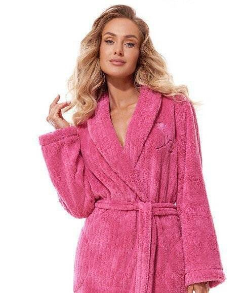 2323 Monique Szlafrok Damski długi L&L wiśniowy