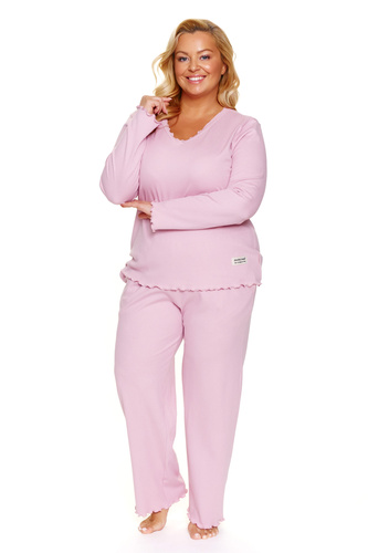 Doctor Nap 7326 – Bawełniana piżama damska plus size z falowanymi wykończeniami | 100% bawełna, polska produkcja - papaya