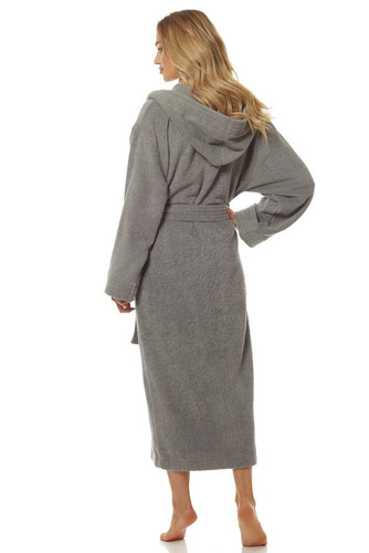 2102 Długi Szlafrok Damski Frotte L&L - navy