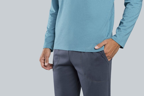 Brend Piżama męska długi rękaw, spodnie Italian Fashion - szary melanż