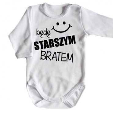"Będę STARSZYM bratem v2" Moocha body długi rękaw biały
