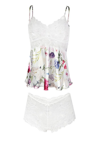 Flowers Komplet piżama damska DKaren DK-KA 008 czarny