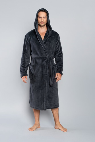 Mimas Szlafrok męski z kapturem Italian Fashion- camel