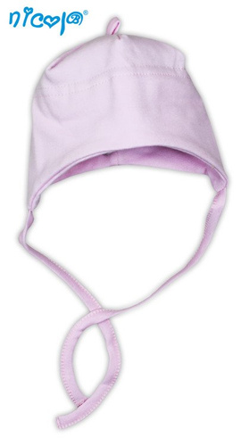 006 A 04 Czapeczka niemowlęca wiązana "Basic" Nicol - różowy