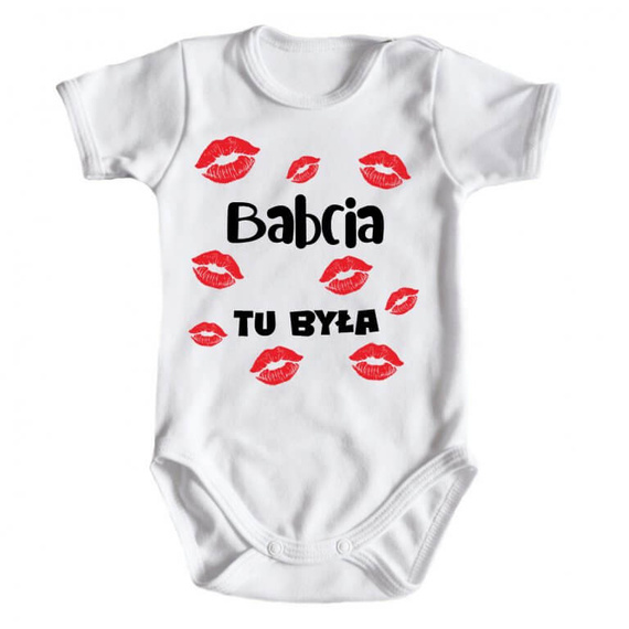 "BABCIA tu była" Moocha Body niemowlęce krótki rękaw biały 