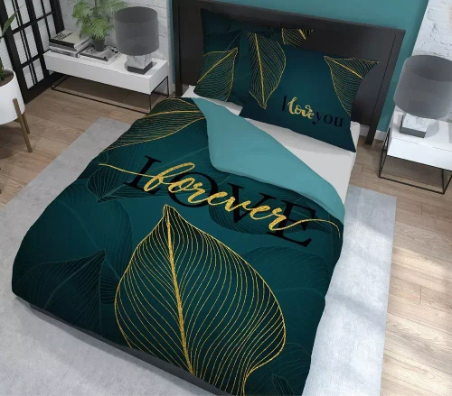 4331 A Pościel bawełniana Love Detexpol turkusowy