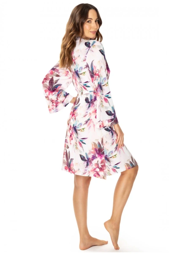 86663 Larisa Szlafrok peniuar Mewa druk w kwiaty