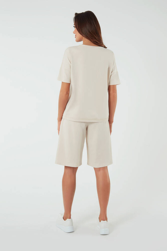 Madri Bluzka z krótkim rękawem Italian Fashion - beżowy