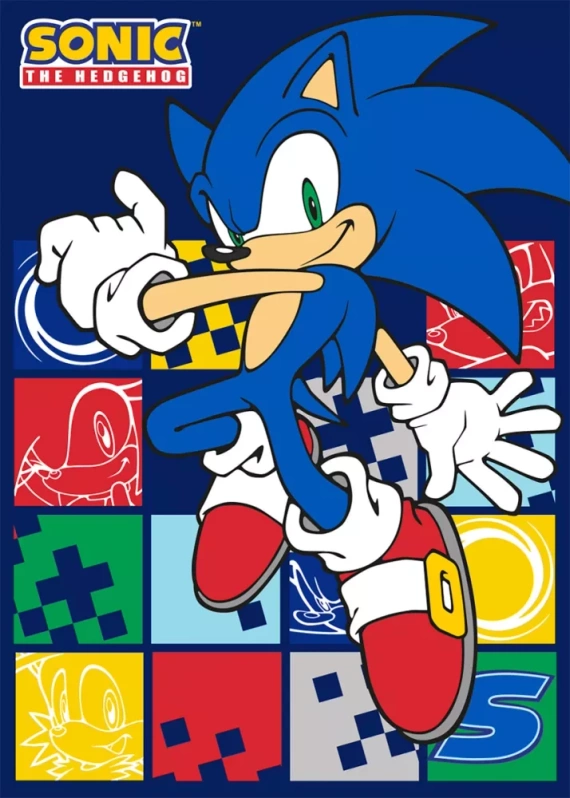 Sonic Kocyk polarowy pled dziecięcy Setino niebieski