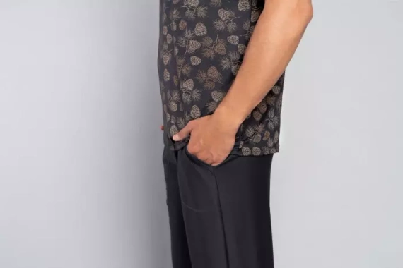 Pinus Piżama Męska krótki rękaw, długie spodnie Italian Fashion- druk/grafit