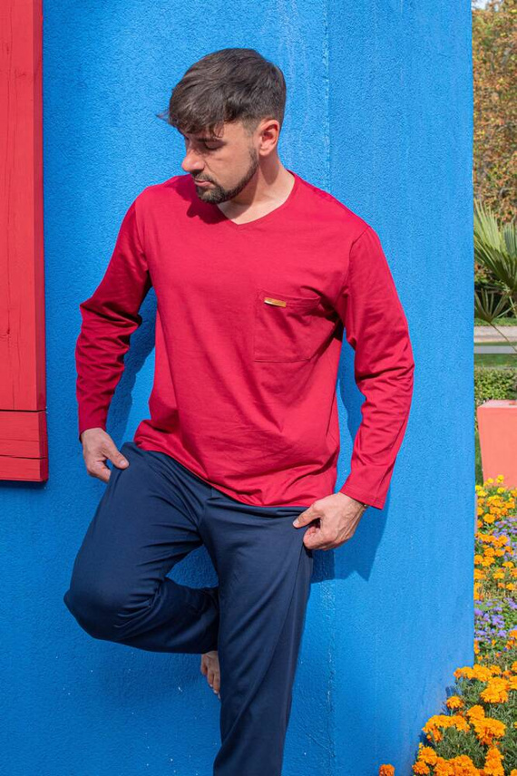 683 Kevin Piżama Męska Forex - bordo- granat