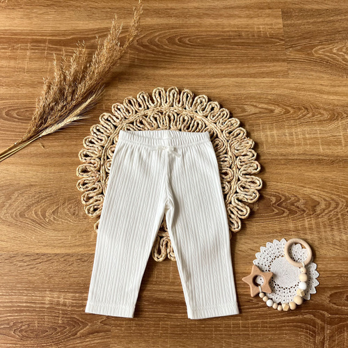 SLAG003 EkoBaby Mamatti Spodnie dziewczęce - ecru