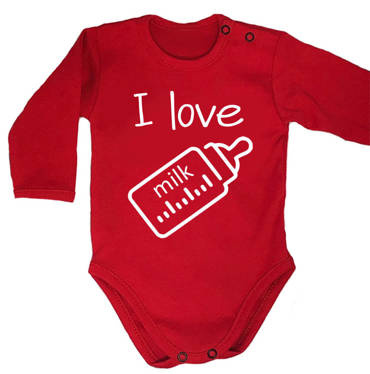 "I love milk" Moocha body długi rękaw czerwony