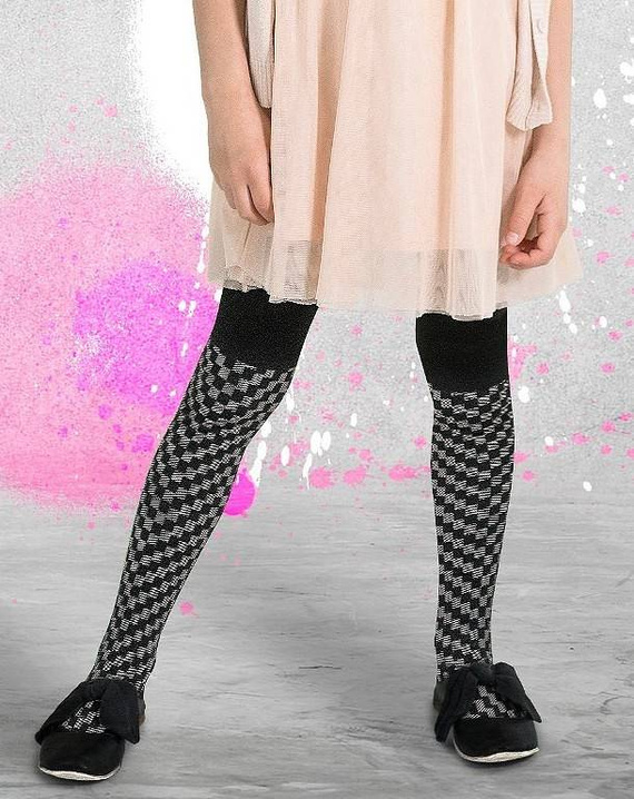 2323 Hazel Rajstopy Dziewczęce Knittex nero-bianco