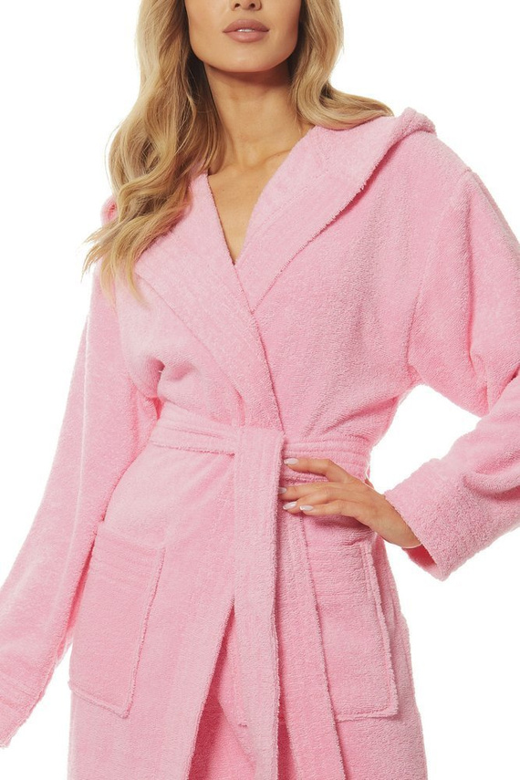 2102 Długi Szlafrok Damski Frotte L&L - navy