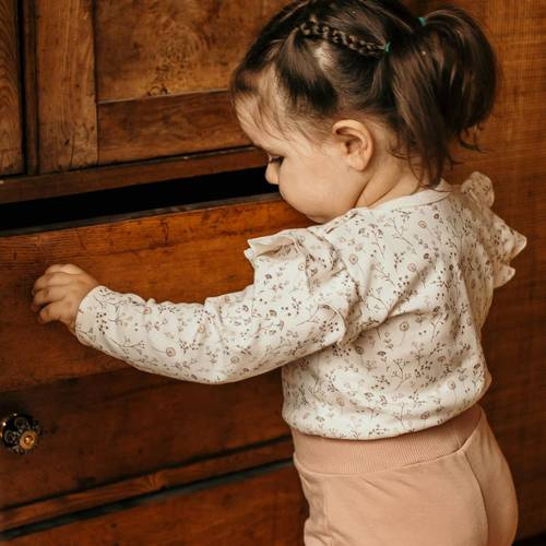 Bloom Eevi Body z długim rękawem - ecru druk