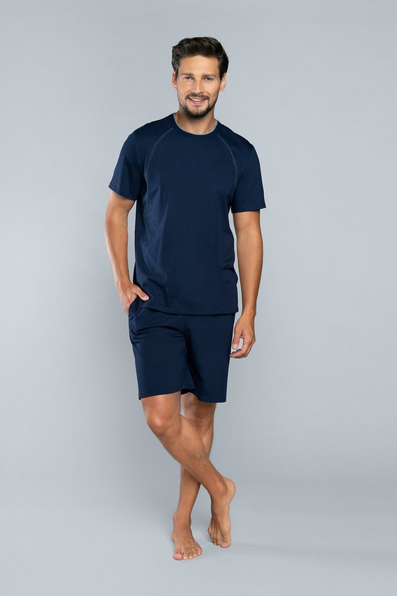 Niko Piżama Męska Krótki rękaw, spodenki Italian Fashion- granat 