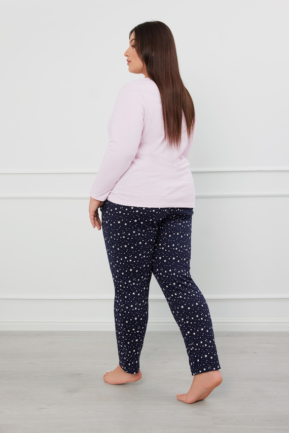 Arugia Piżama Damska długi rękaw, długie spodnie Italian Fashion - różowy/druk