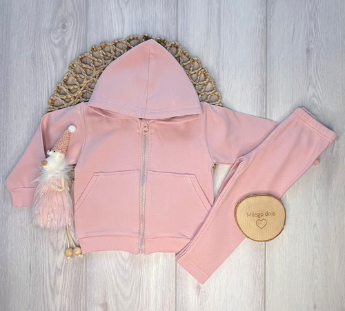 Różowy dres dziewczęcy Mamatti DR2153 – bluza z kapturem i spodnie
