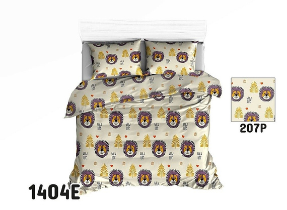 Pościel bawełniana 1288E koniki kwiatki biały