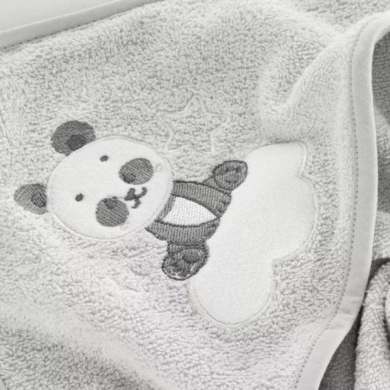 Baby 63 Panda niemowlęce okrycie kąpielowe Eurofirany srebrny