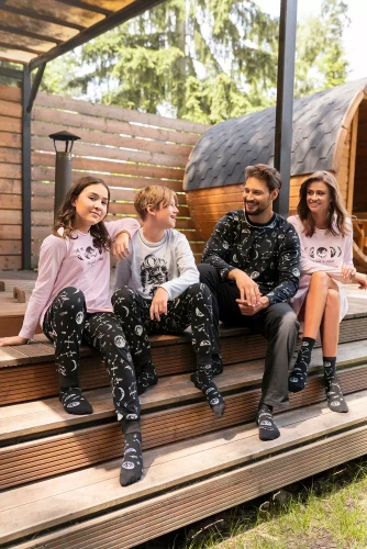 Umbra Italian Fashion Piżama dziewczęca, długi rękaw, długie spodnie- łososiowy/druk