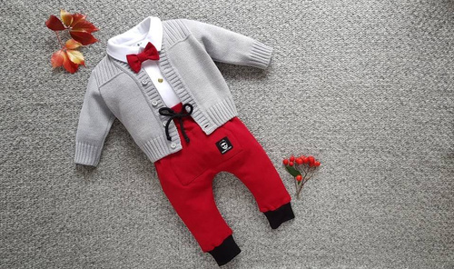 045Z Little Gentleman Body koszulowe z długim rękawem Marija - biały złote napki