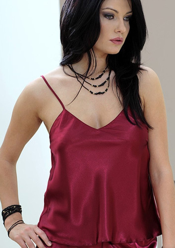 Karen Satynowy top damski DKaren - czerwony
