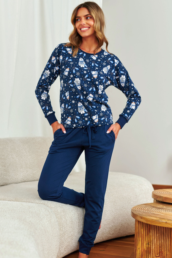 5272 Piżama damska Doctor Nap – Cozy Bear, bawełniana, długi rękaw i spodnie
