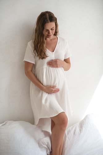 Aurora muślinowa koszula nocna ciążowa i do karmienia Milk&Love śmietankowy