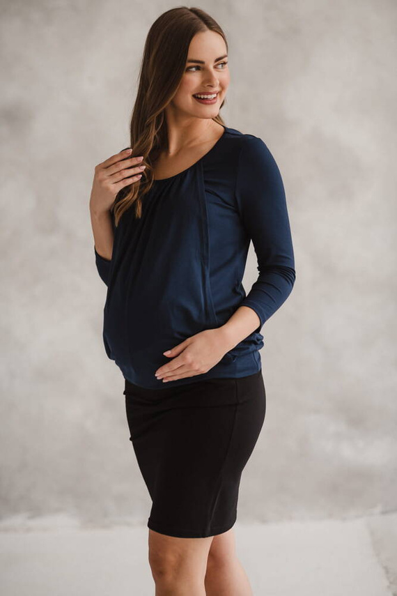Kangaroo Milk&Love bluzka ciążowa i do karmienia z rękawem 7/8 granatowy