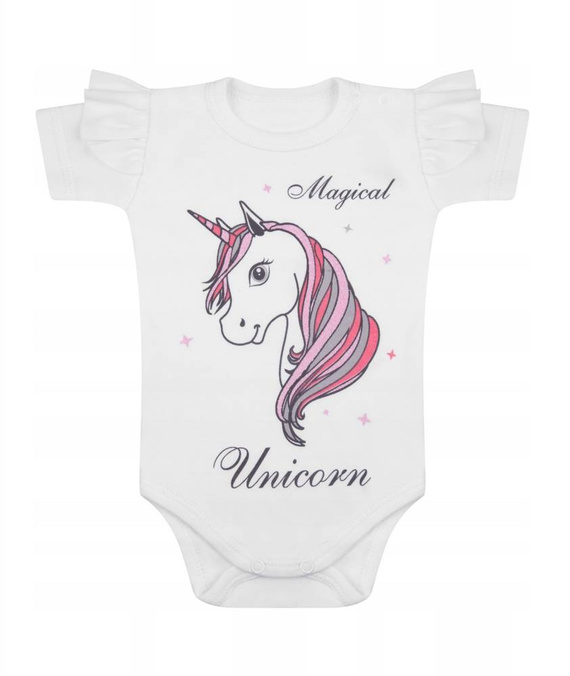"Unicorn" Terjan Body z krótkim rękawem - biały
